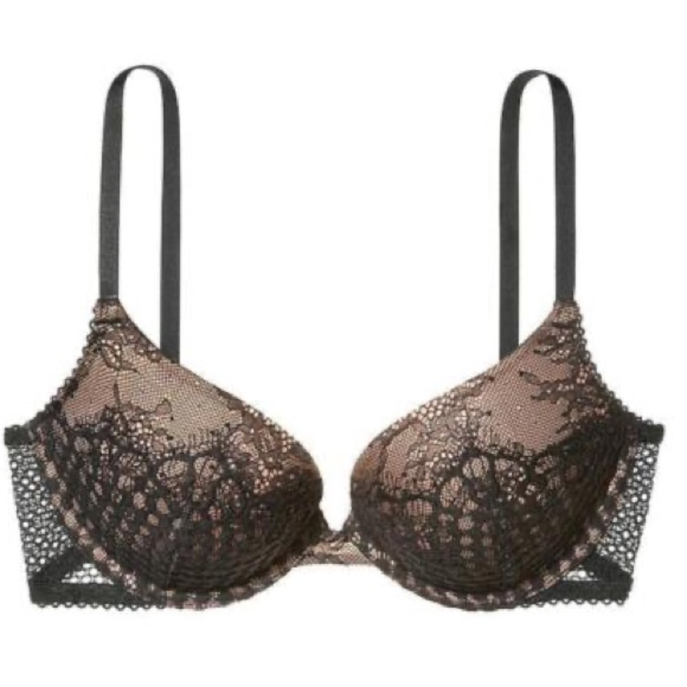 Victoria's Secret Very Sexy Push-Up Bra Nude with Black Lace - Picture 1 of 5